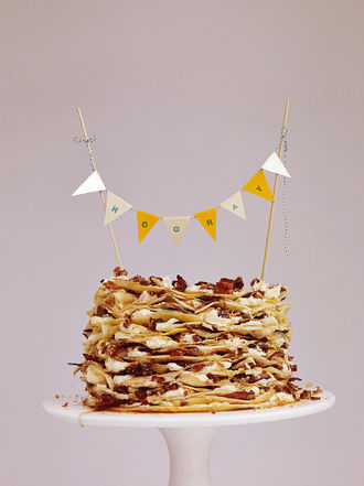 Maple crepe cake with caramelised pancetta