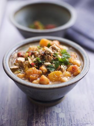 Chunky squash and chickpea soup